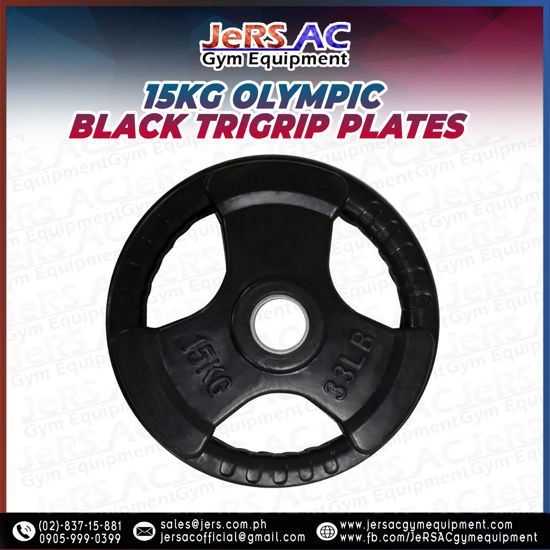 Picture of 15kg Olympic Black Tri-grip Plates (PAIR)